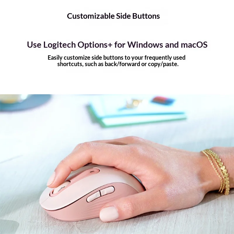 Logitech M650/M650L Wireless Ergonomic Mouse - 90% Quieter Clicks, Dual Connectivity, 4000 DPI Tracking, 10m Range