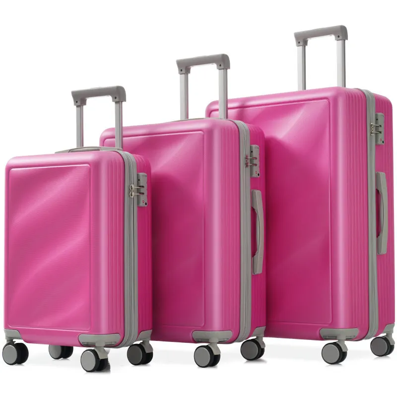 

Set 3 Piece Lightweight Durable ABS Suitcases With Spinner Wheels And Lock Carry On Checked Travel