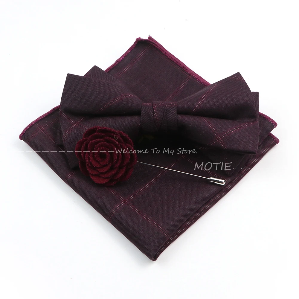 Gracefully Striped Wool Handkerchief Set Casual Grey Butterfly Bowtie Brooch For Dinner Party Group Party Office Shirt Accessory