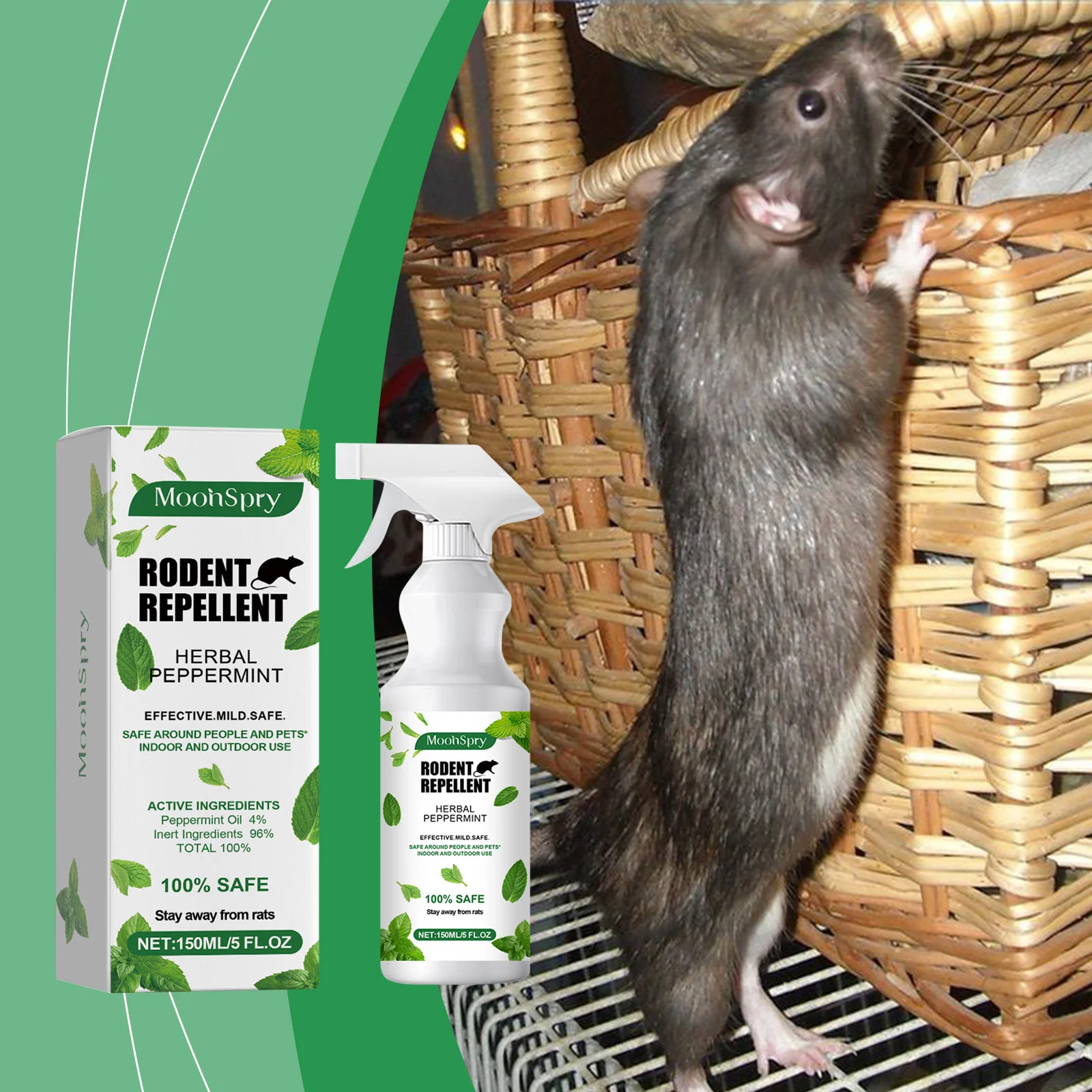 Mint-Flavored Mouse Repellent Spray Mouse Repellent for Outdoor Gardening, Preventing and Exterminating, Mouse Avoidance and Rep