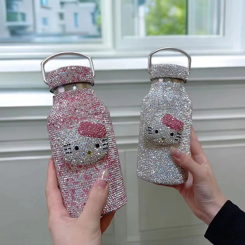 Sanrio Kawaii Anime Stainless Steel Fully-Drilled Cup Cute Cartoon Sweet Portable Tumbler Lovely Birthday Present Gifts Girls