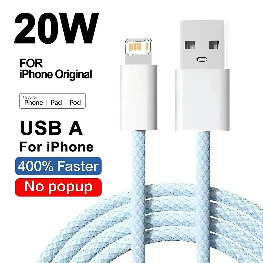 Braided Design 20W Fast Charging USB Cable For iPhone 11 12 13 Mini 14 Pro Max X XR XS Max 7 8 14 Plus Quick Charge Data Cables