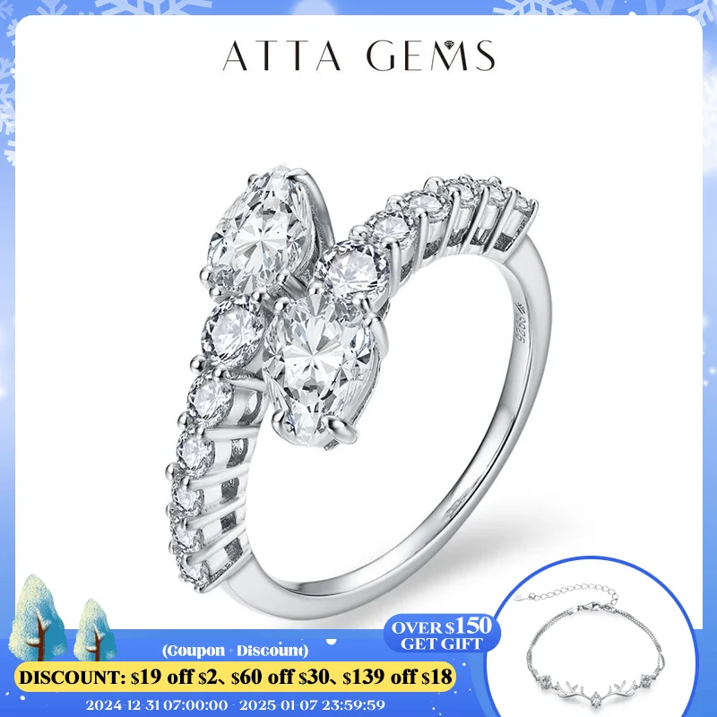 

ATTAGEMS New 2024 Solid S925 Sterling Sliver Moissanite Rings for Women Men D VVS1 Color Snake Shape Wedding Jewelry Party Gift