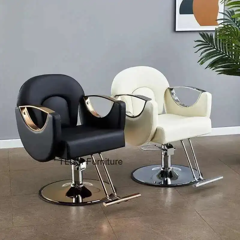

Luxury Professional Lifter Barber Chair Modern Personalized Men Lash Hair Salon Chair Gold Aesthetic Cadeiras Salon Furniture