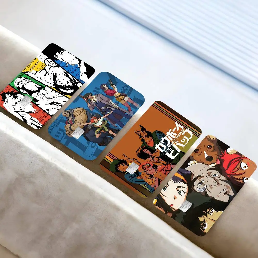 ملصقات جلدية لبطاقة الائتمان Cowboy Bebop Anime بدون بقايا لاصقة مقاومة للماء لبطاقة الائتمان VISA وبطاقة الوصول إلى مترو الأنفاق