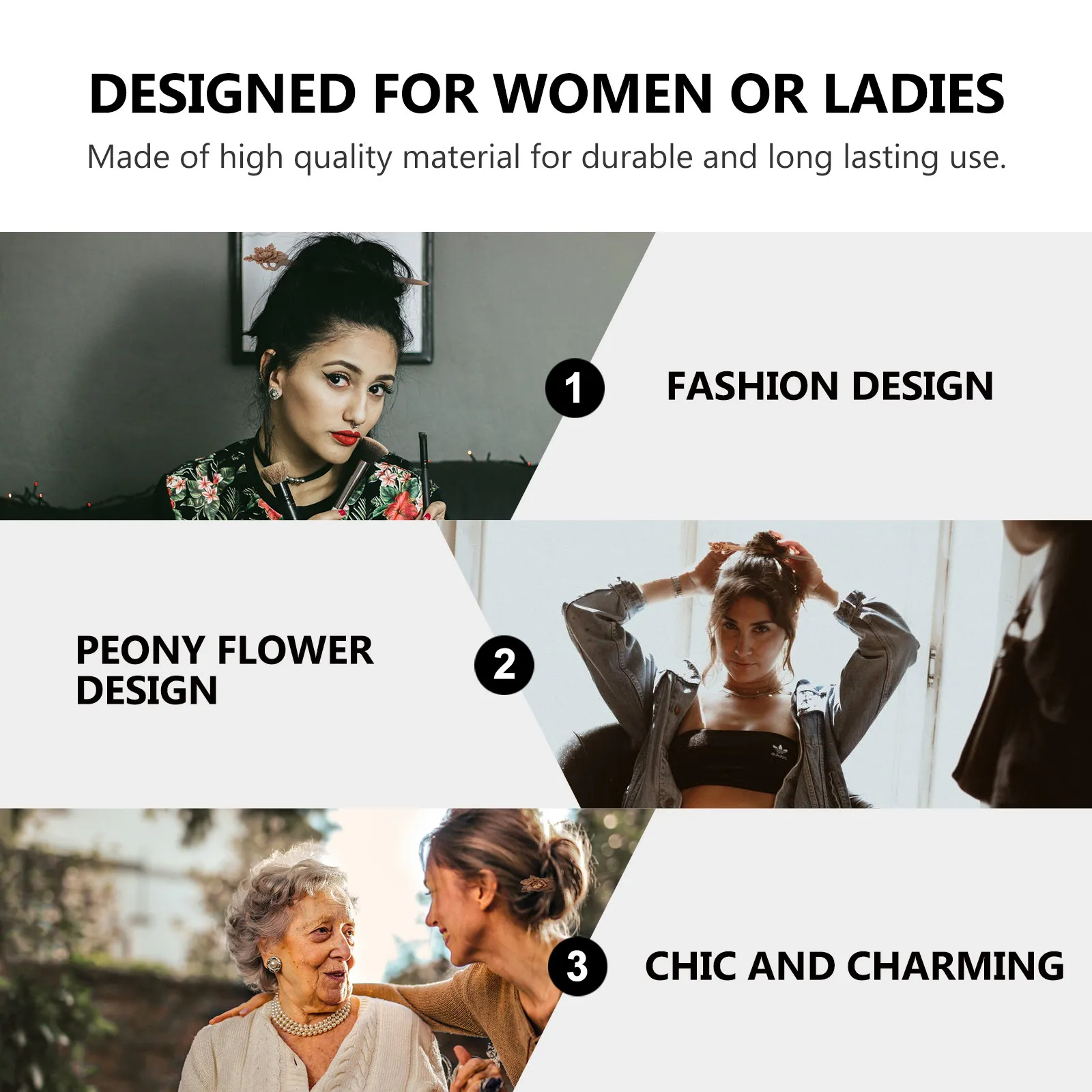 

Vintage Wooden Hair Stick Handcrafted Peony Flower Hairpin for Women Fashionable Retro Hair Accessory Party Celebration Use