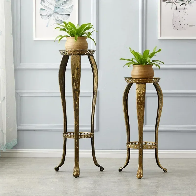 

z Flower Shelf Rack Home Office Living Room Balcony Green Radish Wrought Iron Super High Flower Stand Floor-standing Simple Mod