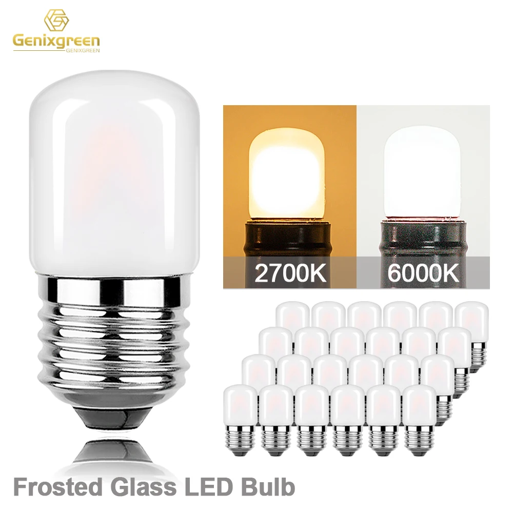 

T28 1W Frosted Mini Led Bulbs Low Wattage Tubular Dimmable E27 110V 220V 2700K 6000K Retro Refrigerator Bedside Table Light Bulb