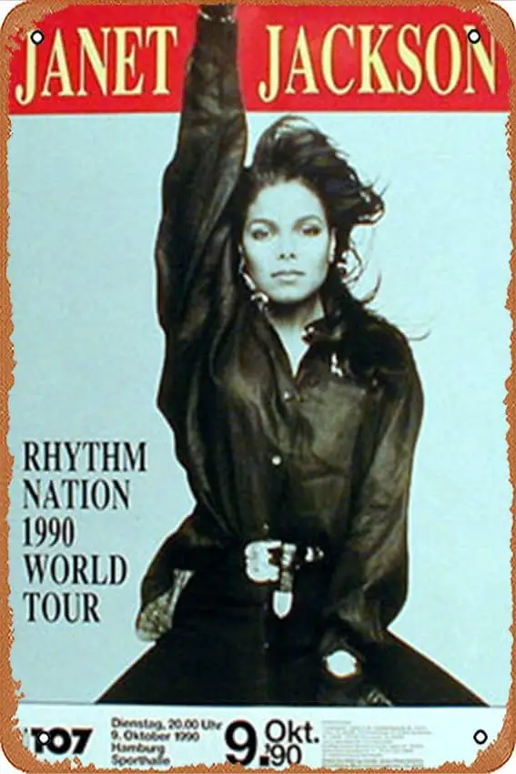 ملصق حفلة جاكسون، جانيت، ملصق ريترو معدني من القصدير لتزيين جدران القهوة المنزلية