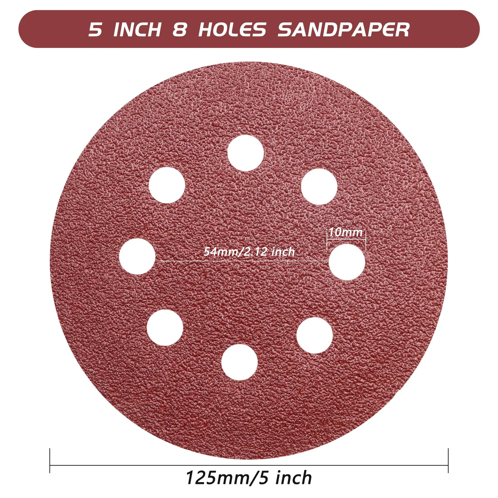5 pollici 8 fori Red Hook and Loop carta vetrata rotonda 30 pezzi assortimento grana 40-800 grane per la molatura di mobili in metallo e legno