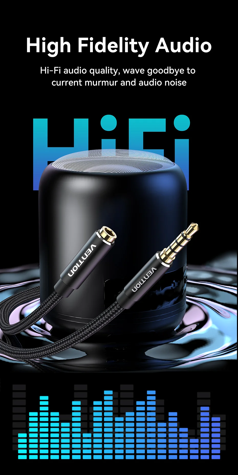 Vention 3,5 mm Stecker auf Buchse Verlängerungskabel Jack 3,5 Aux-Kabel für Auto Laptop Mini PC TV Stereo Audio Kopfhörer Lautsprecherkabel – Detail 2