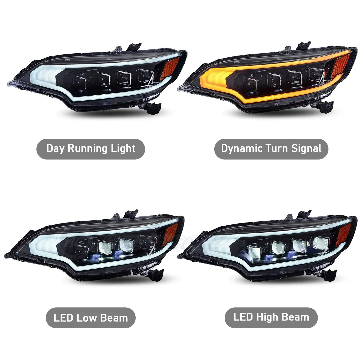 For F77 4-Lens LED Projector Headlight 12V Warm White Turn Signal for Honda Fit GK5 2014-2020 Full LED Front Headlamp Assembly