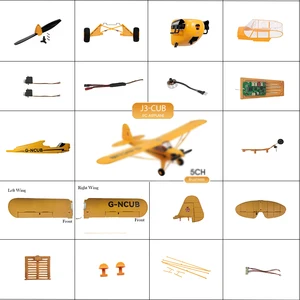 Park10 Mainan Versi Baru J3-CUB Pesawat RC Suku Cadang Pesawat Aksesori Glider Roda Pesawat RC Motor Sayap Badan Pesawat 8 penjualan terbaik piper cub rc - №