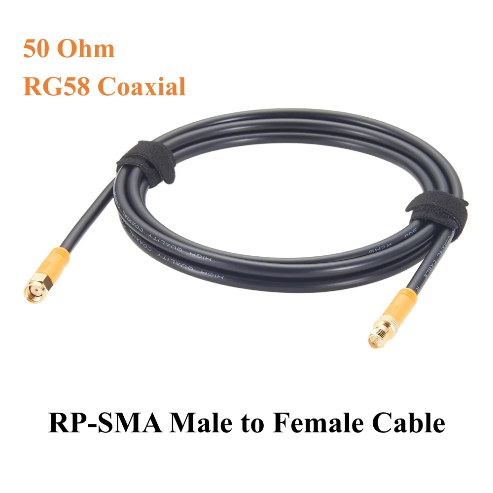 RP-SMA Male to RP-SMA Female Extension Cable RG58 50 Ohm RF Coaxial Jumper Cable for WiFi Antenna, Router, Wireless Network Card