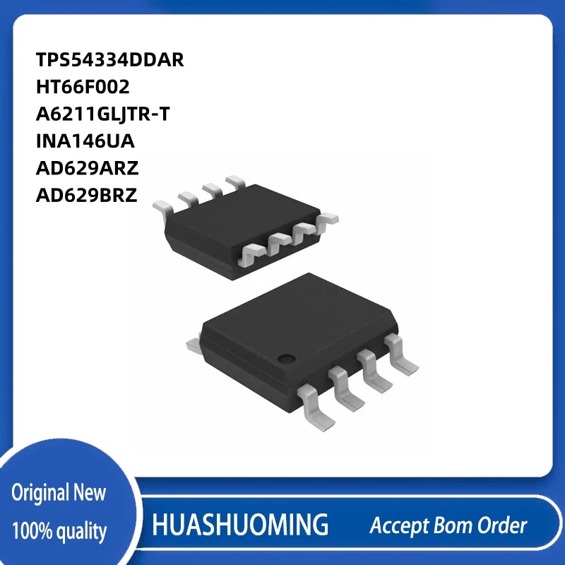 Lote de 5 piezas NUEVAS 54334 TPS54334 TPS54334DDAR HT66F002 HOLTEK A6211GLJTR-T A6211 NA146UA 2K5 INA146UA AD629ARZ AD629BRZ SOP-8