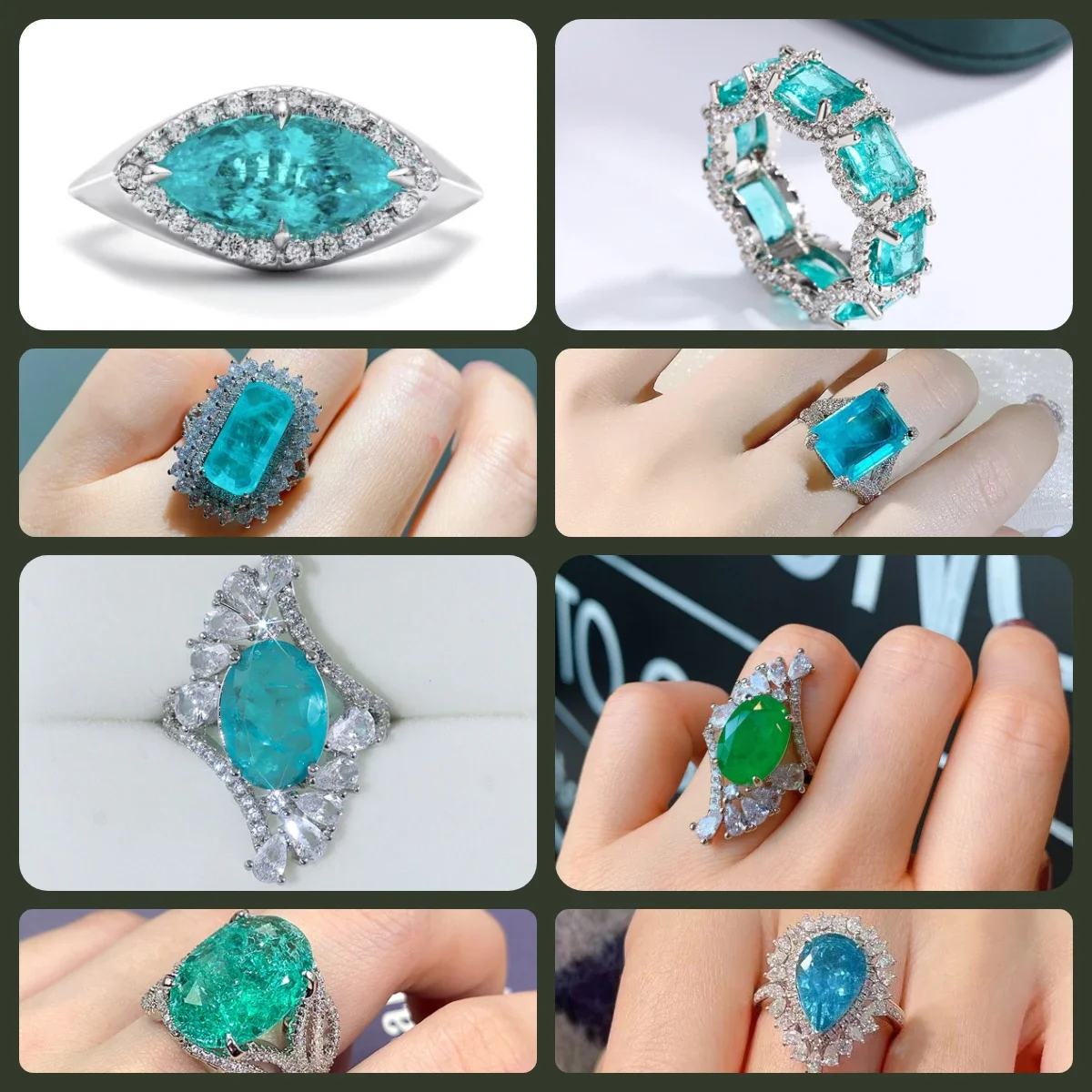 

High-end Retro Hot-selling Princess Ring European and American Engagement Ring Female High-end Inlaid Sea Blue Jewelry Gift