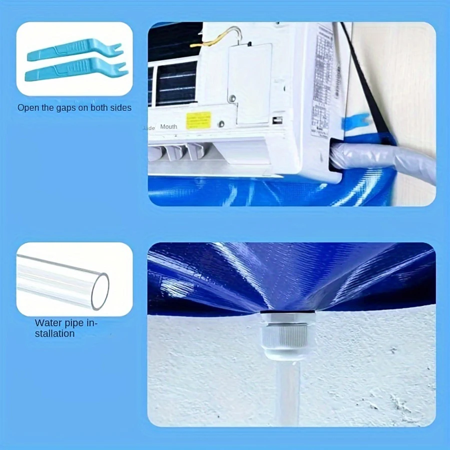 12pcs Air Conditioner Cleaning Cover Kit with Clean Tools Waterproof Dust Protection Bag Conditioning Cleaner Home Set 24000btu