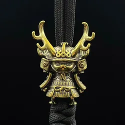 Japanese Pirate Antlers Samurai Doll Paracord Bead Knife Lanyard Brass Charms EDC DIY Bracelet Accessories for Keychain Pendants