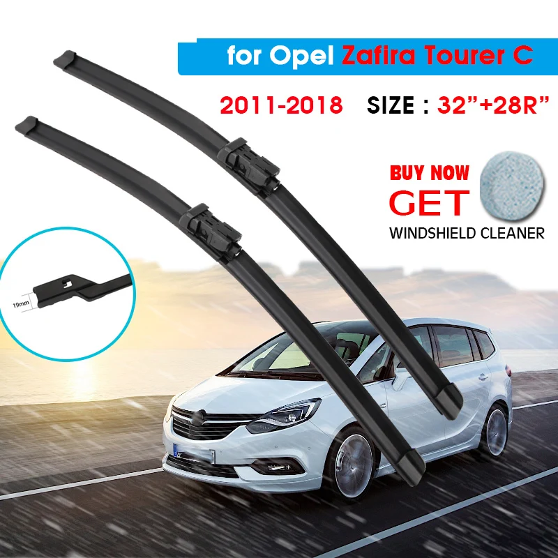 

Car Wiper Blade For Opel Zafira Tourer C 32"+28R" 2011-2018 Auto Windscreen Windshield Wipers Blades Window Fit Push Button Arm