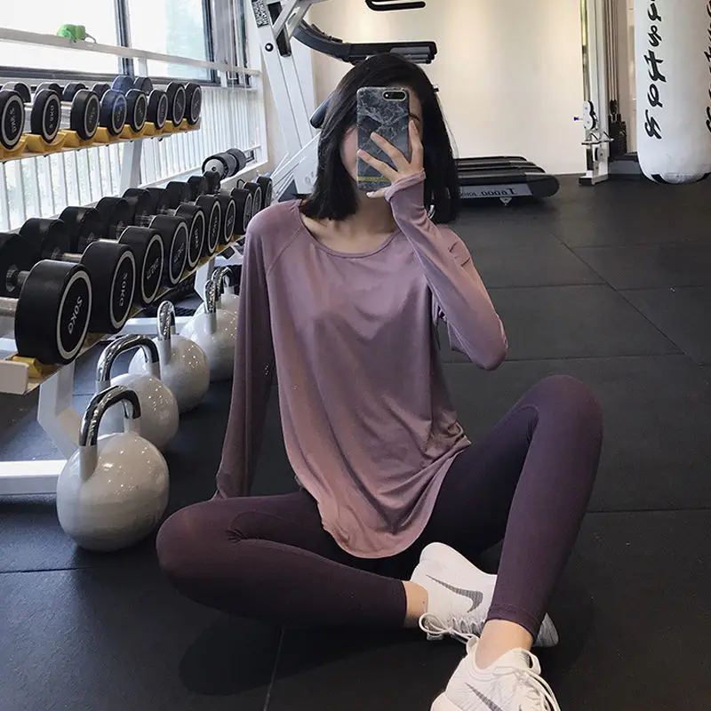 Loose T-shirt Workout Long Sleeve Yoga for Women Sports T-Shirts Ladies Fitness Running Gym Blouse Workout Female Clothes