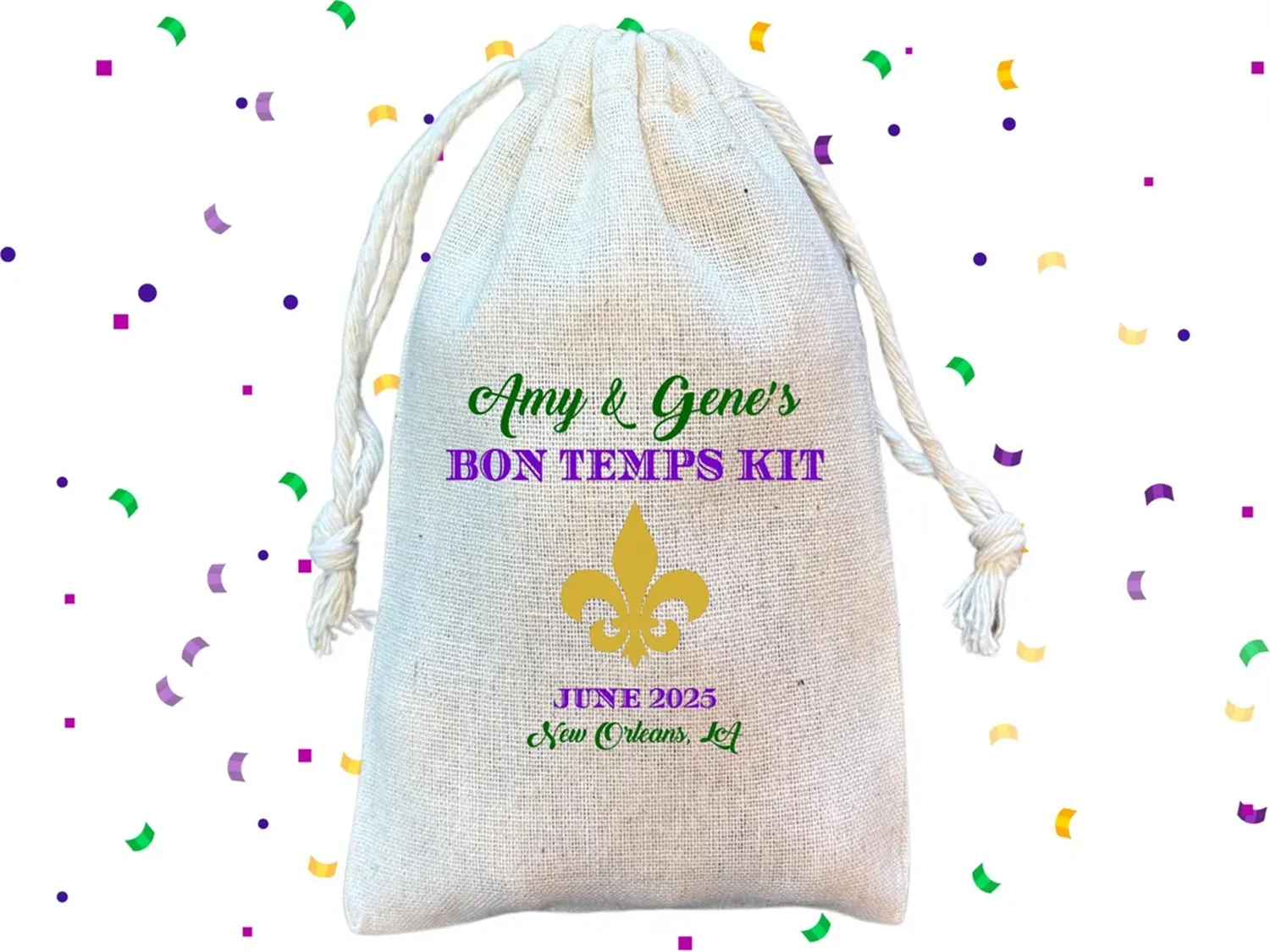 

5 шт. NOLA набор для свадьбы или девичника Bon Temps, подарочные и подарочные пакеты, сумка для похмелья и выживания New Orleans (Артикул 2023A)