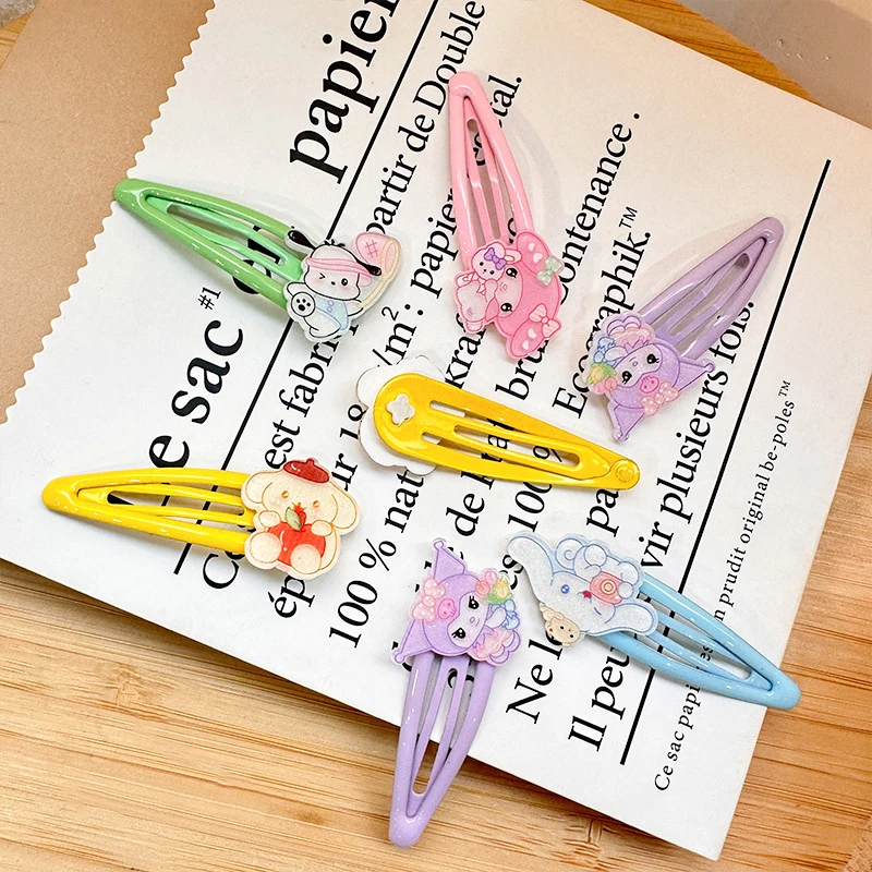 

2 шт. Мультяшные аксессуары для волос, милая заколка для волос в стиле аниме Sanrio для женщин и девушек, милая универсальная челка, заколка для волос, модная боковая заколка, подарки