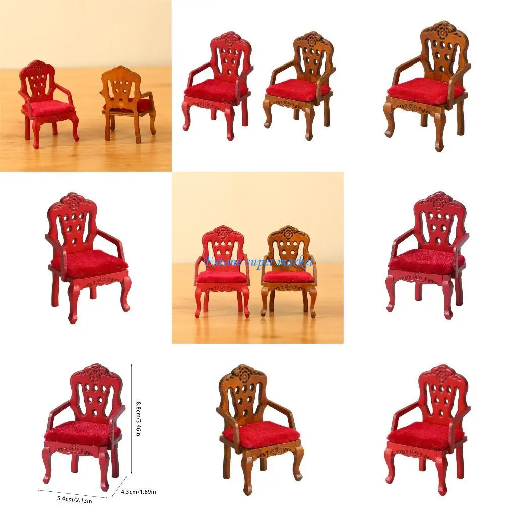 

090B Vintage Display Upholstered Chair Realistic Display Zakka Model for 1:12 Scale