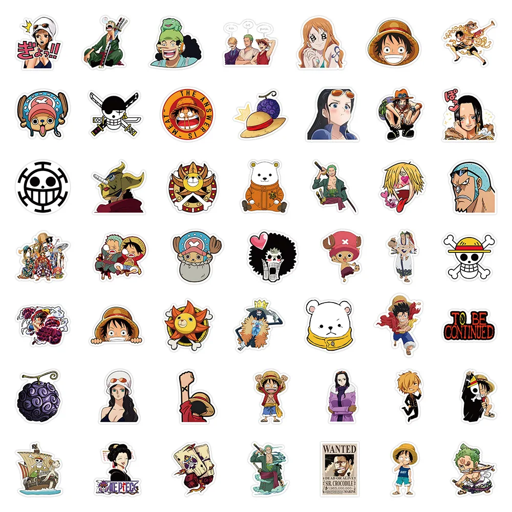 10/30/50pcs One Piece Stickers Anime Luffy Cartoon Decals Graffiti DIY Notebook Motorcycle Skateboard Phone Waterproof Kids Toys