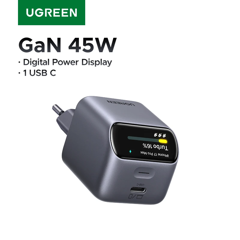 【¥5,065】UGREEN 45W GaN充電器 スマートディスプレイ-アリエク特価アラート