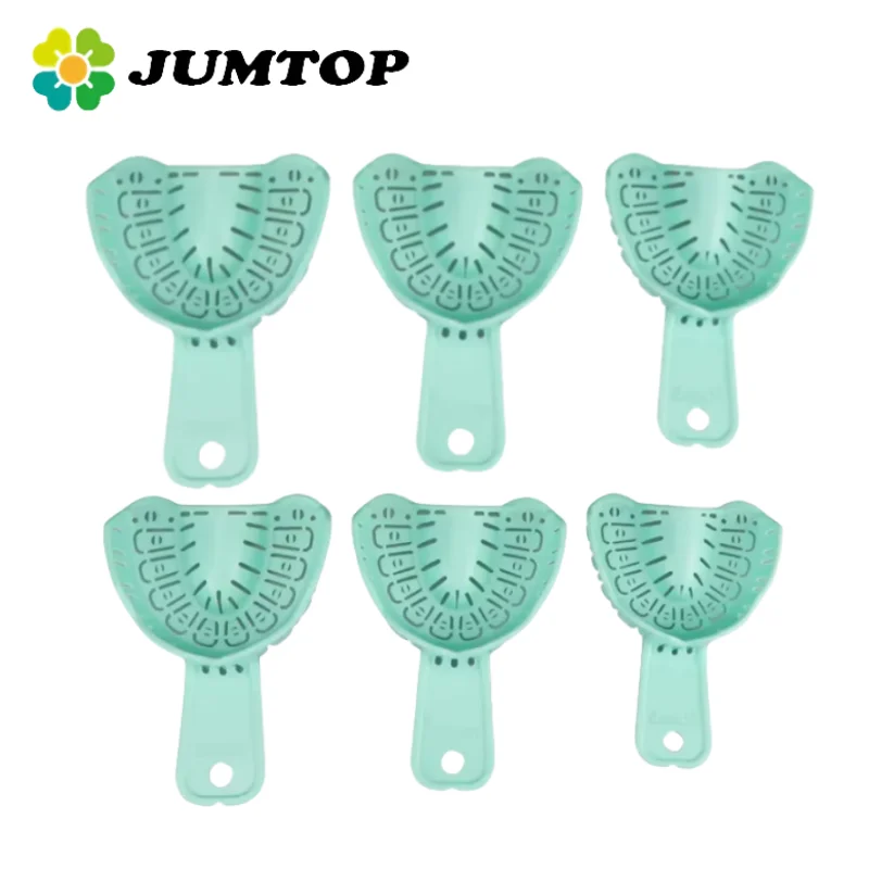 JUMTOP 6Pcs Dental Impression Implant Trays Plastic Teeth Holders Full Mouth Removable Partial Mold Tray