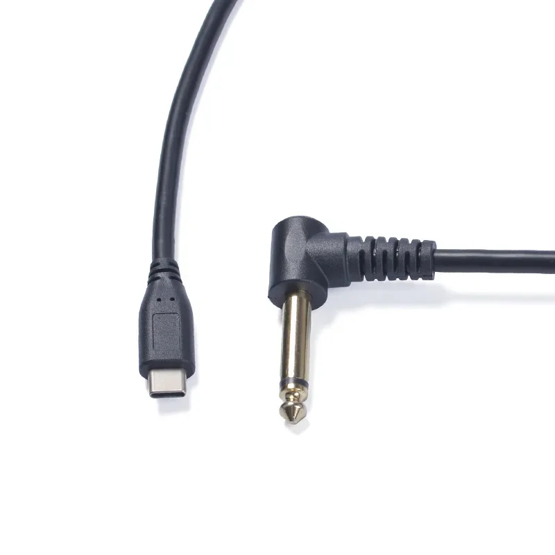 Type C to 6.35mm 1/4 inch TS Audio Cable Right Angle, USB-C to 1/4