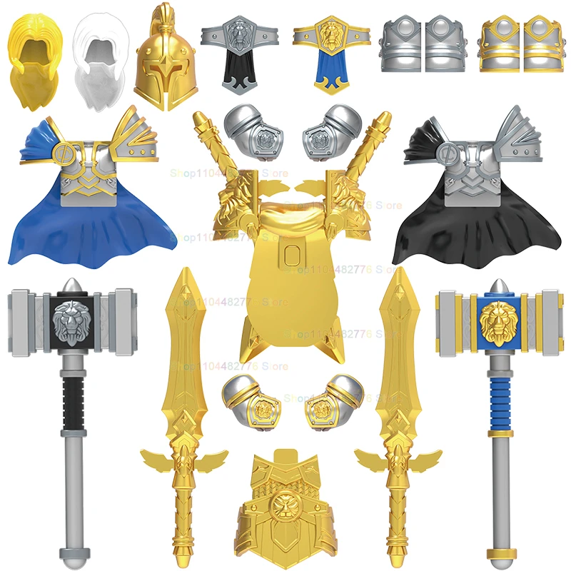 

DT014 DT015 Warriors Hammer Armour Weapons Golden Knights Medieval Knights Armored Soldiers Action Figures Building Blocks Toys