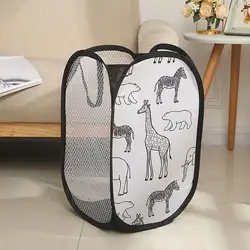 Laundry Basket Cartoon Foldable Laundry Bag Multi Holes Laundry Bag Dirty Clothes Basket Giraffe Print Laundry Organizer