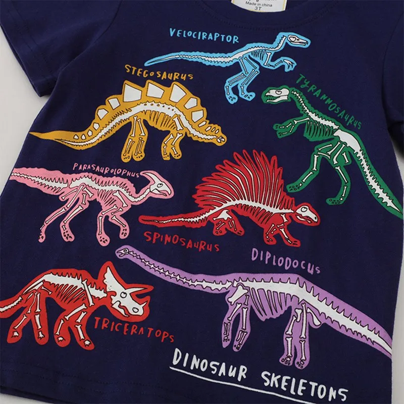 Estate nuova moda bambini dinosauri luminosi squalo cartone animato t-Shirt ragazzi camicia maglione Top abbigliamento per bambini per 2-7 anni