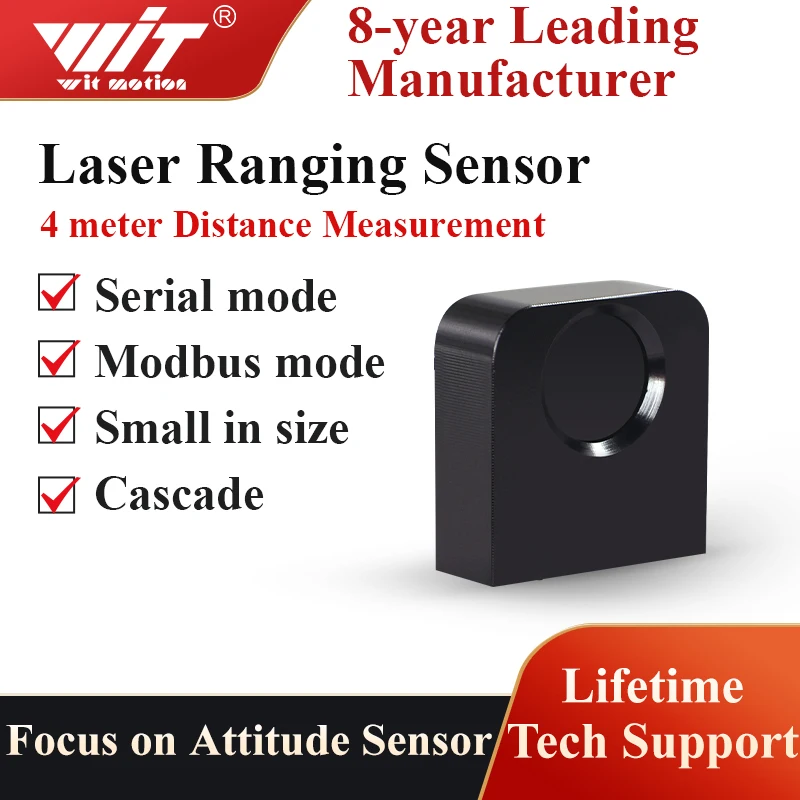 WitMotion WT53D Time-of-Flight (ToF) Laser Ranging Leakage Sensor,VL53L1X(4-400cm)Laser Distance Module, Built-in MCU Algorithm