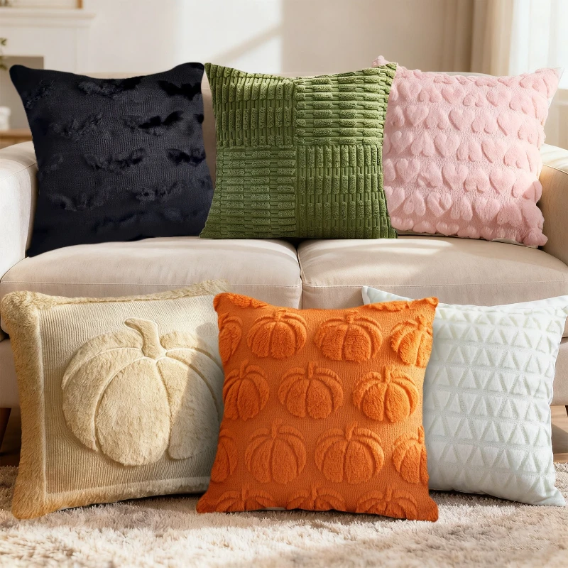 Plush pillow cover does not contain core, high-end sofa, bedside pillow quilt, office solid color backrest pad