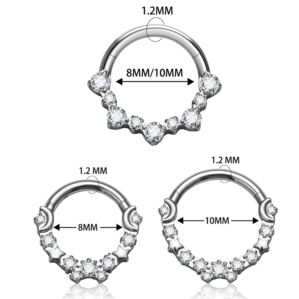 Titanium Hoop Clicker Ring Set Septum Piercing Helix Tragus Cartilage Daith Conch Rook Labret Nose Stud Earring Body Jewelry