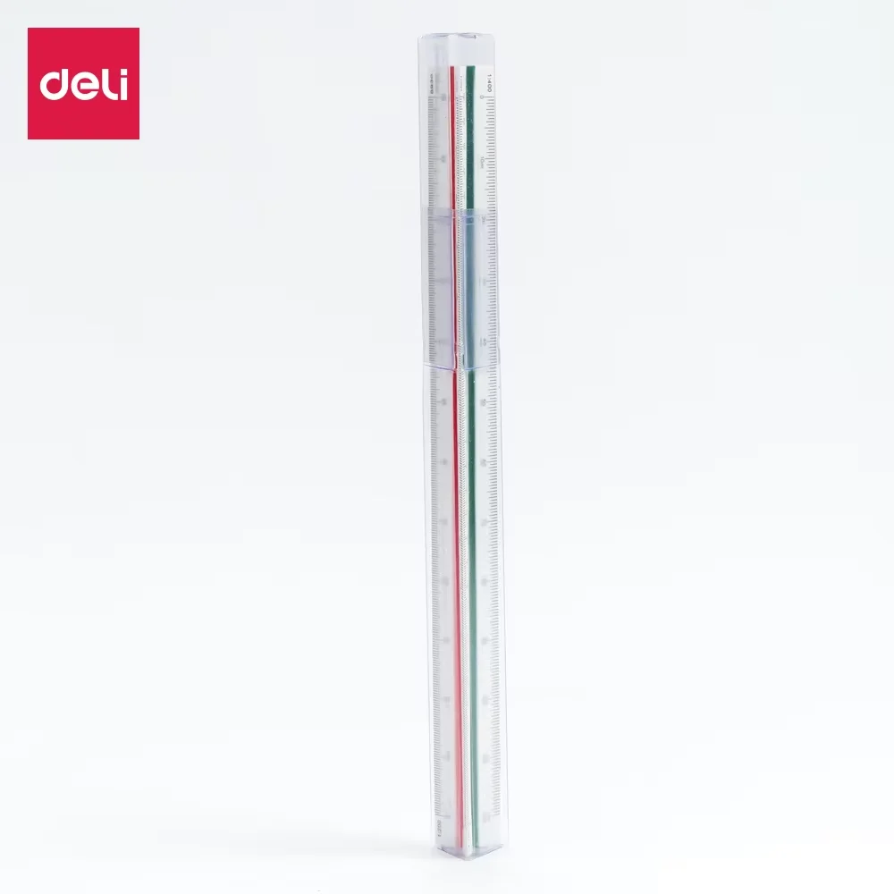 أداة صياغة مسطرة المسطرة المثلثة من DELI للمهندسين المعماريين والطلاب، لوازم قرطاسية مسطرة الرسم الفني