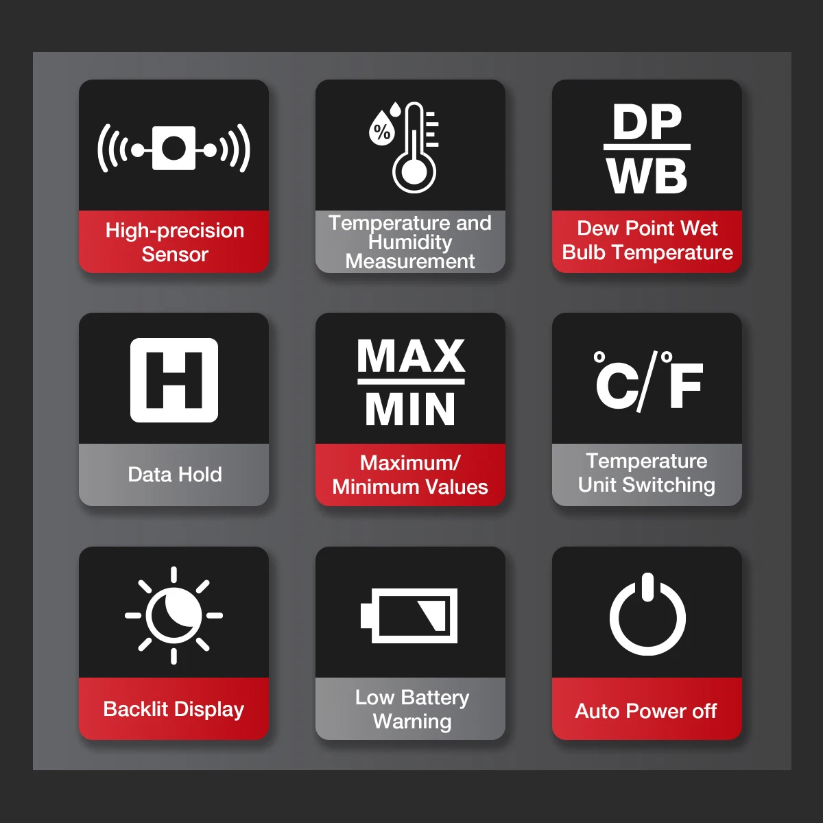 HABOTEST HT607 Digital Temperature Humidity Meter High Precision Digital Hygrometer with Ambient Dew Point Humidity Meter