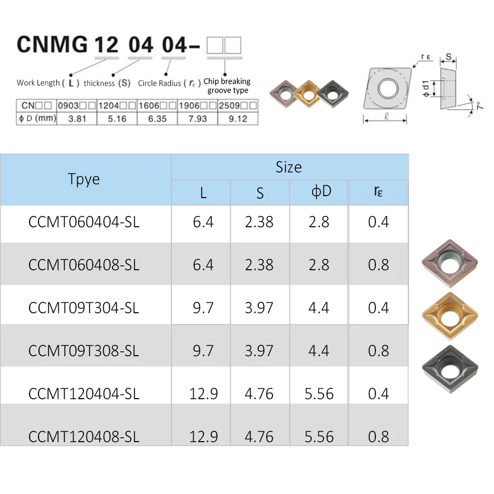 Hengxin Ccmt Sl Ccmt060404 Ccmt060408 Ccmt09t304 Ccmt09t09t308 Ccmt120404 Ccmt120408 Carbide Inzetstukken Extern Draaigereedschap