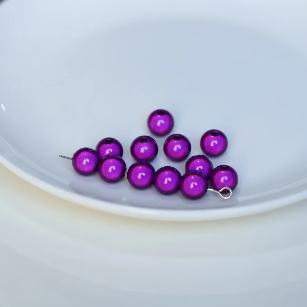4/6/8/10/12/14 MM Perle Perle Satin Glanz Imitation Perlmutt gefärbt Runde Glas Lose Spacer Perle Für Schmuck Halskette Vase Füllstoff