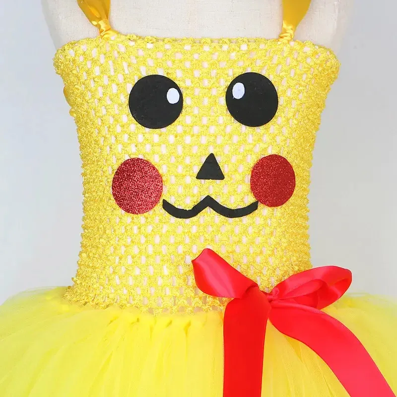 Disfraces de Picachu de animales de dibujos animados amarillos para niñas, fiesta de cumpleaños, vestidos tutú de Halloween con orejas y cola, Cosplay para bebés Out @ 0Z *