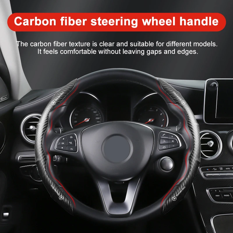 

NEW Car Carbon Fiber Non-slip Steering Wheel Cover For Mercedes benz AMG A200 A180 W177 CLA GLA AMG A C E Class Car Accessories