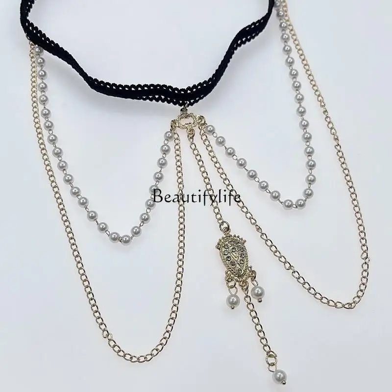 High-Grade Multi-Layer Pearl Chain Sexy Thigh Chain Female Niche Tassel Ornament