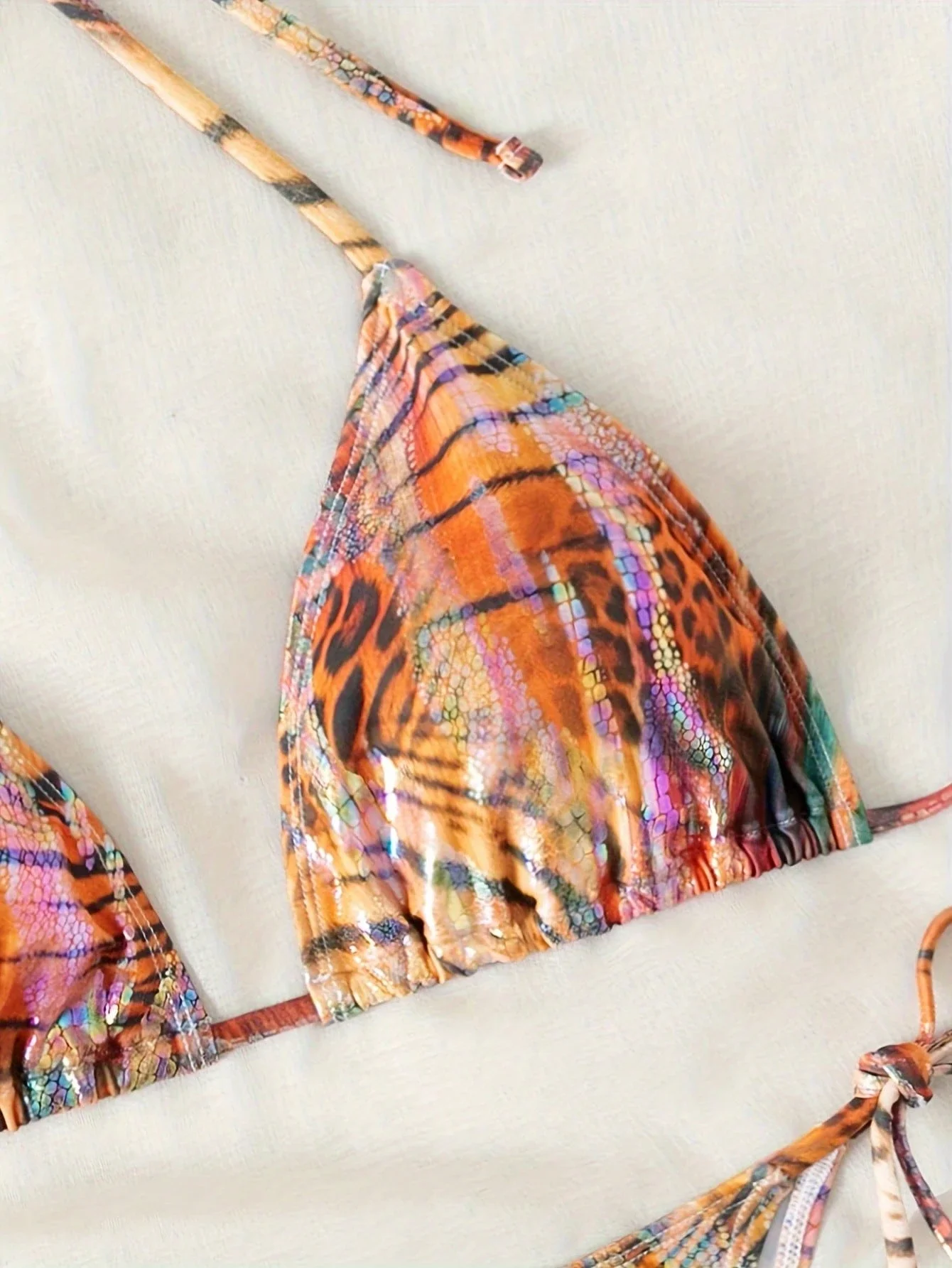 

Сексуальный комплект бикини с треугольными трусиками и животным принтом для женщин, для пляжного отдыха летом