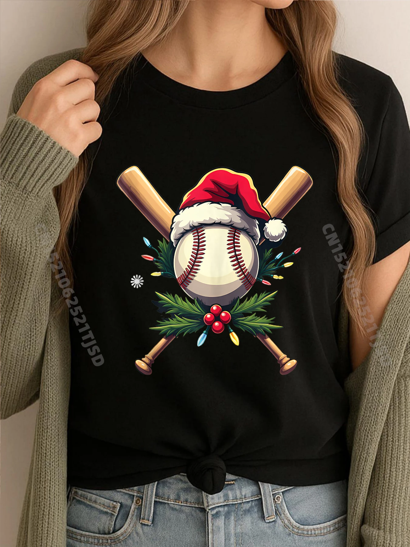 

Santa Sports For Woman Christmas Baseball Player Cotton Graphic Tees Woman Designer Clothes Woman Big And Tall