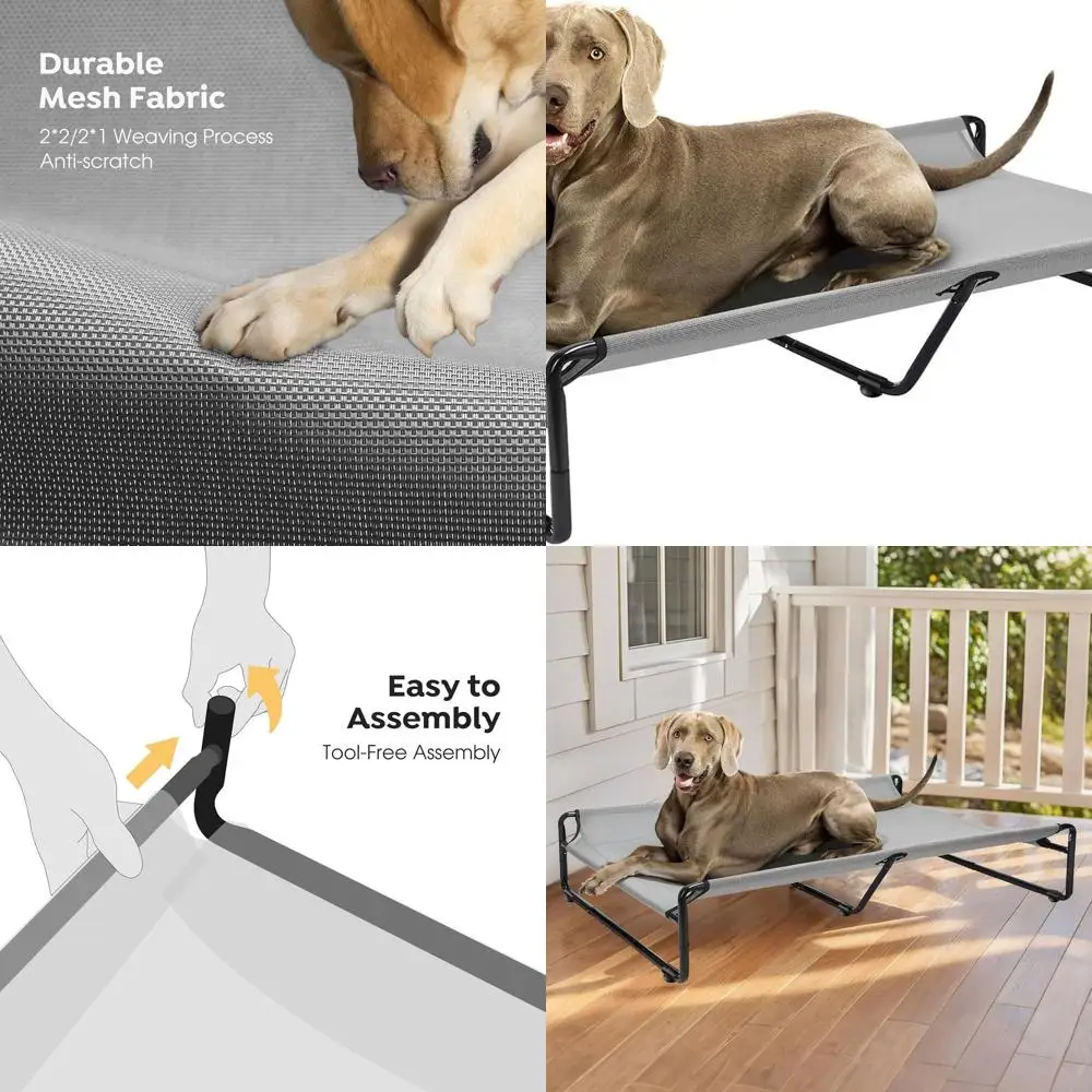 

Elevated Cooling Dog Cot, Portable Outdoor Pet Bed with Mesh, Large Dog Size, Grey, XX-Large, CWC2201