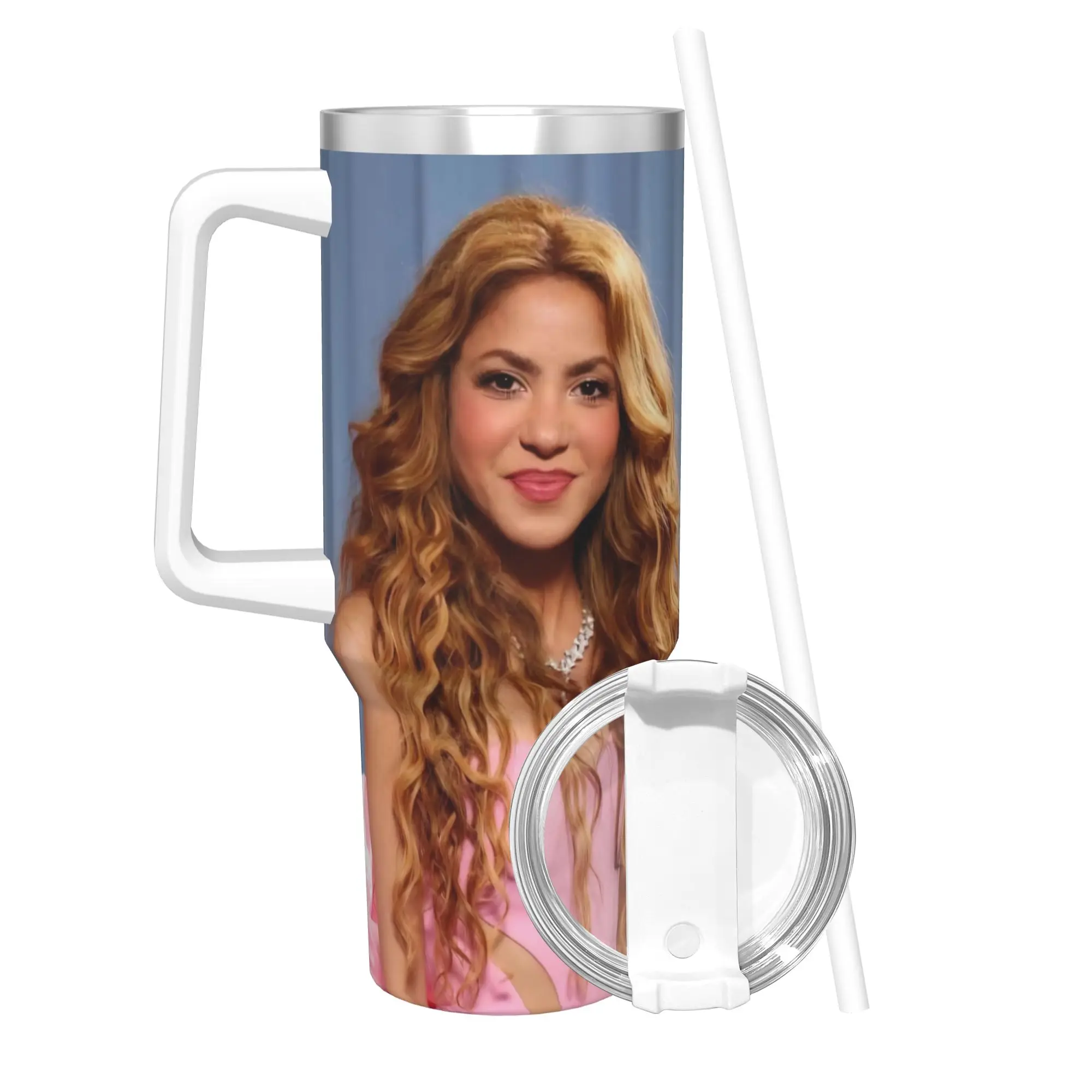 Shakira Singer Tumbler With Straw  Stainless Steel Mug Cups Double Wall Vacuum Insulated for Cold Or Hot 40oz