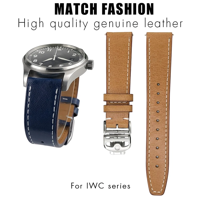Quick Release 20mm 21mm 22mm Genuine Leather Watchband for IWC Mark XVIII Le Petit Prince Pilot’s Watch Colorful Cowhide Strap