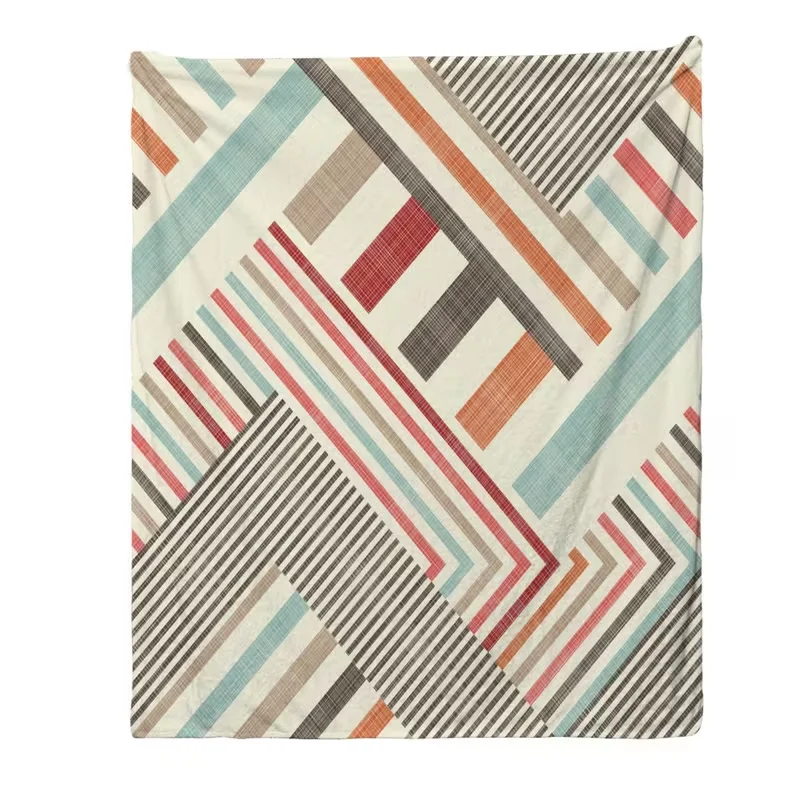 Pastel Green Blue Striped Throw Blanket Soft Cozy Blanket For Sofa Couch Bed Office Travel All Season Decor Warm Blanket
